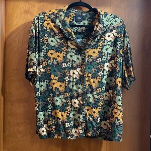 Vans Green and Yellow Floral Blouse